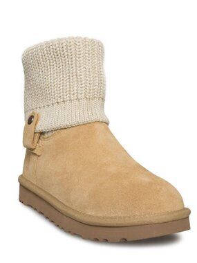 Ugg Australia Saela Rib Knit Cuff Boot Cream 1020148 Sheepskin Women's 39/8M
